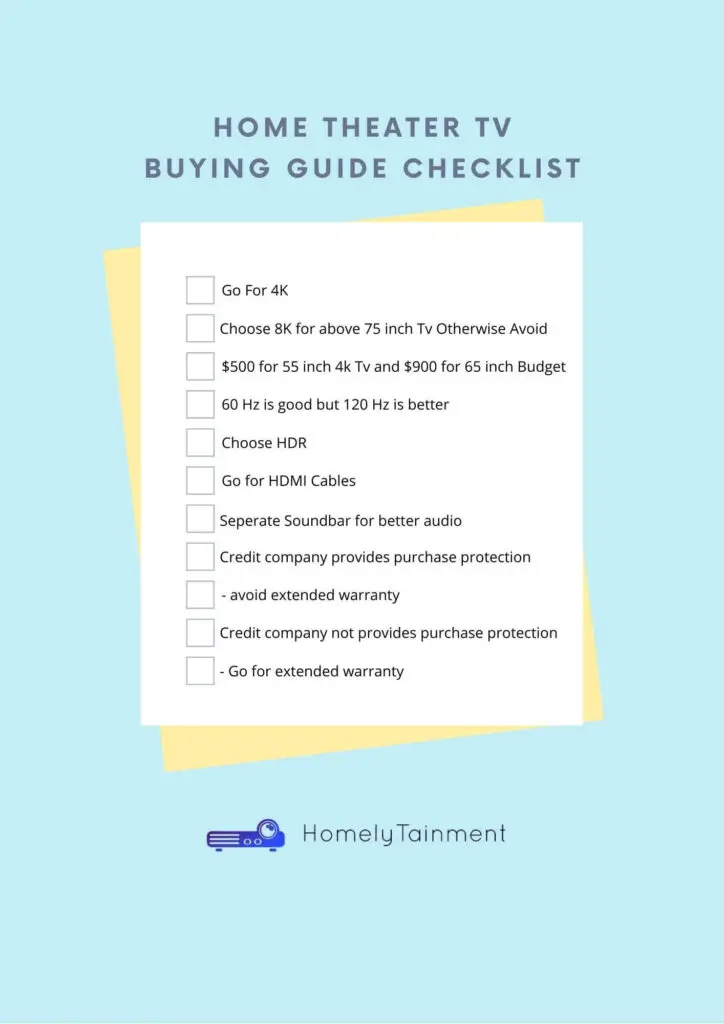 Home Theater TV Buying Guide checklist